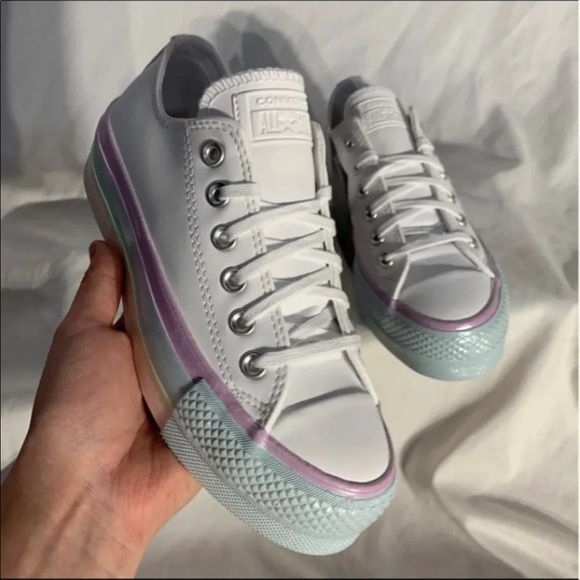 Converse CTAS LIFT OX Platform White Leather Pastel Shoes Womans 5,6,6.5,7,7.5,8 - Picture 7 of 9